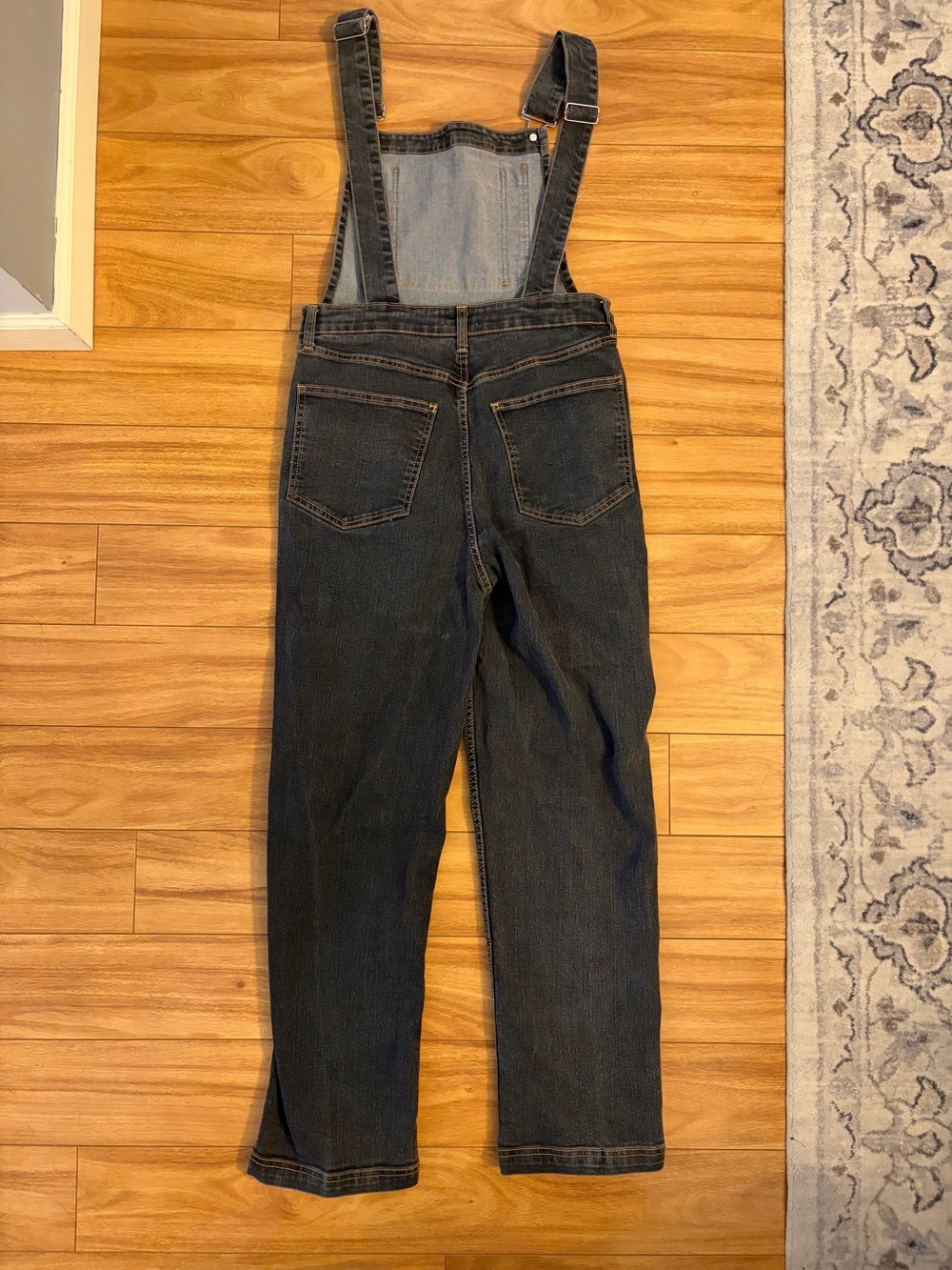 WeWoreWhat Dark Denim Overalls with Contrast Stitching - Picture 5 of 5